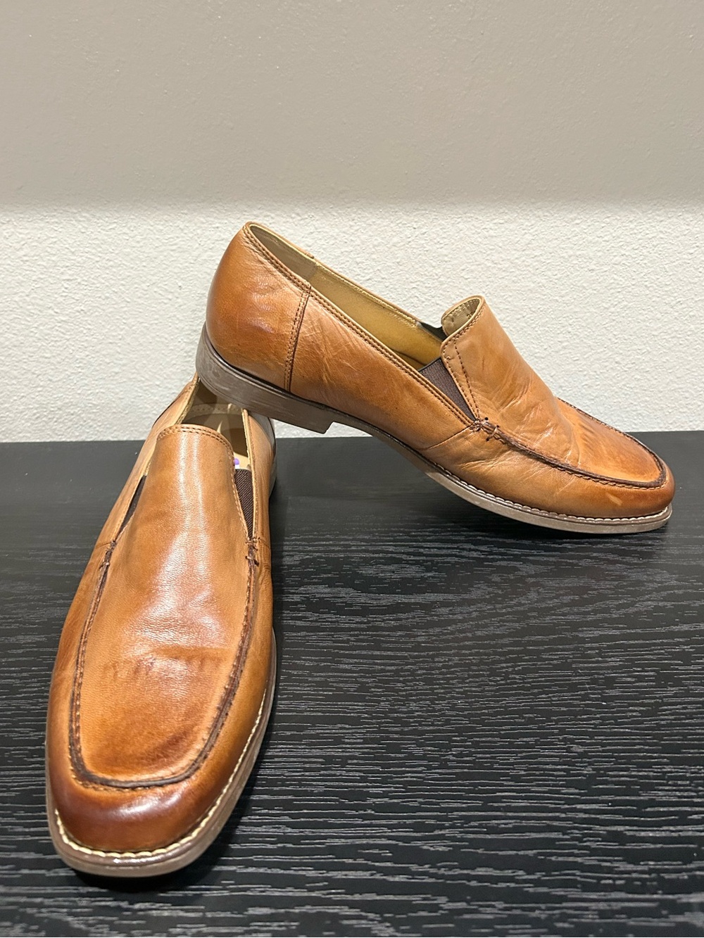 Sandro Moscoloni Men's Leather Slip-On Loafers in Cognac Brown